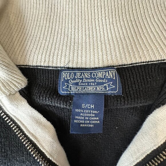 VTG Ralph Lauren Polo Jeans Co. Sweater Blue white, 1/4 Zip pull over size S/CH - Picture 6 of 10
